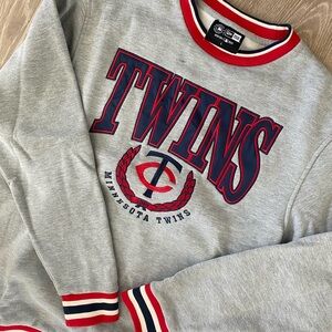 New Era Minnesota Twins Grey Crewneck with Red & Navy Trim
